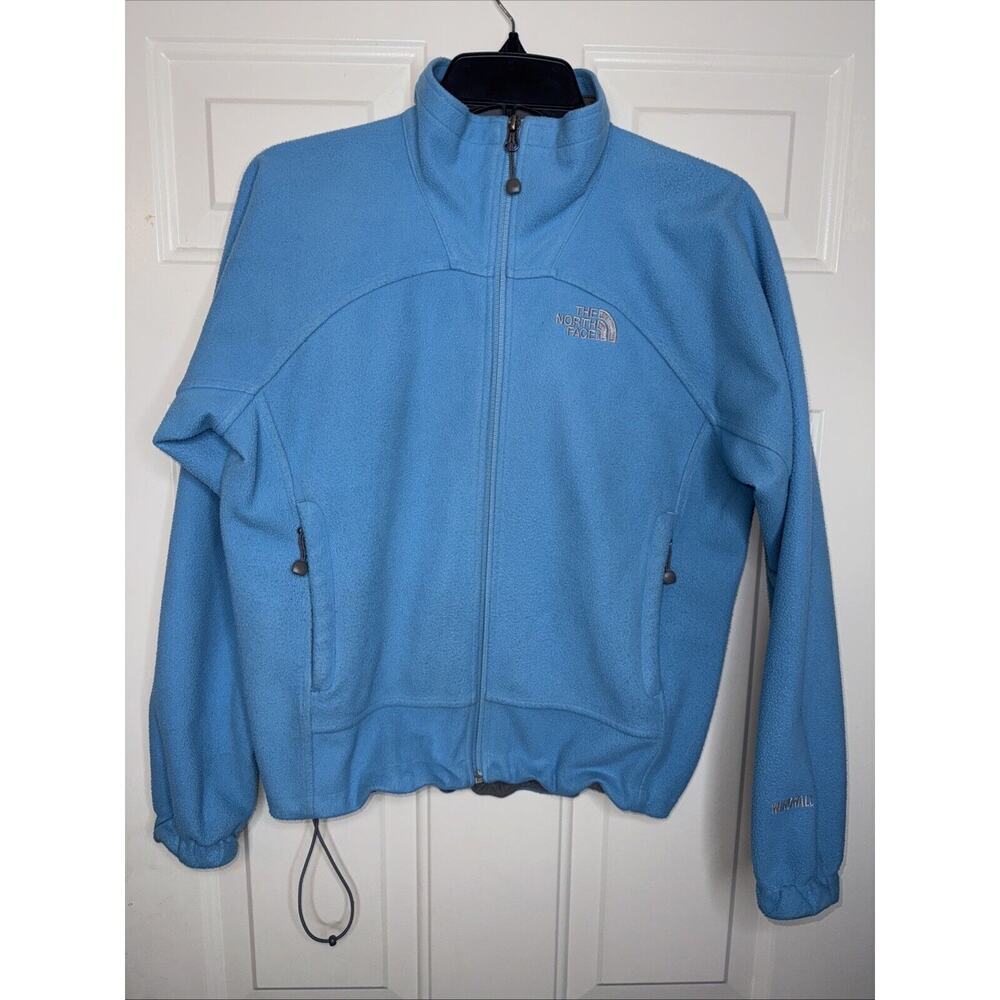 The North Face Fleece Jacket Women’s Small Sweater Full Zip Windwall Light Blue